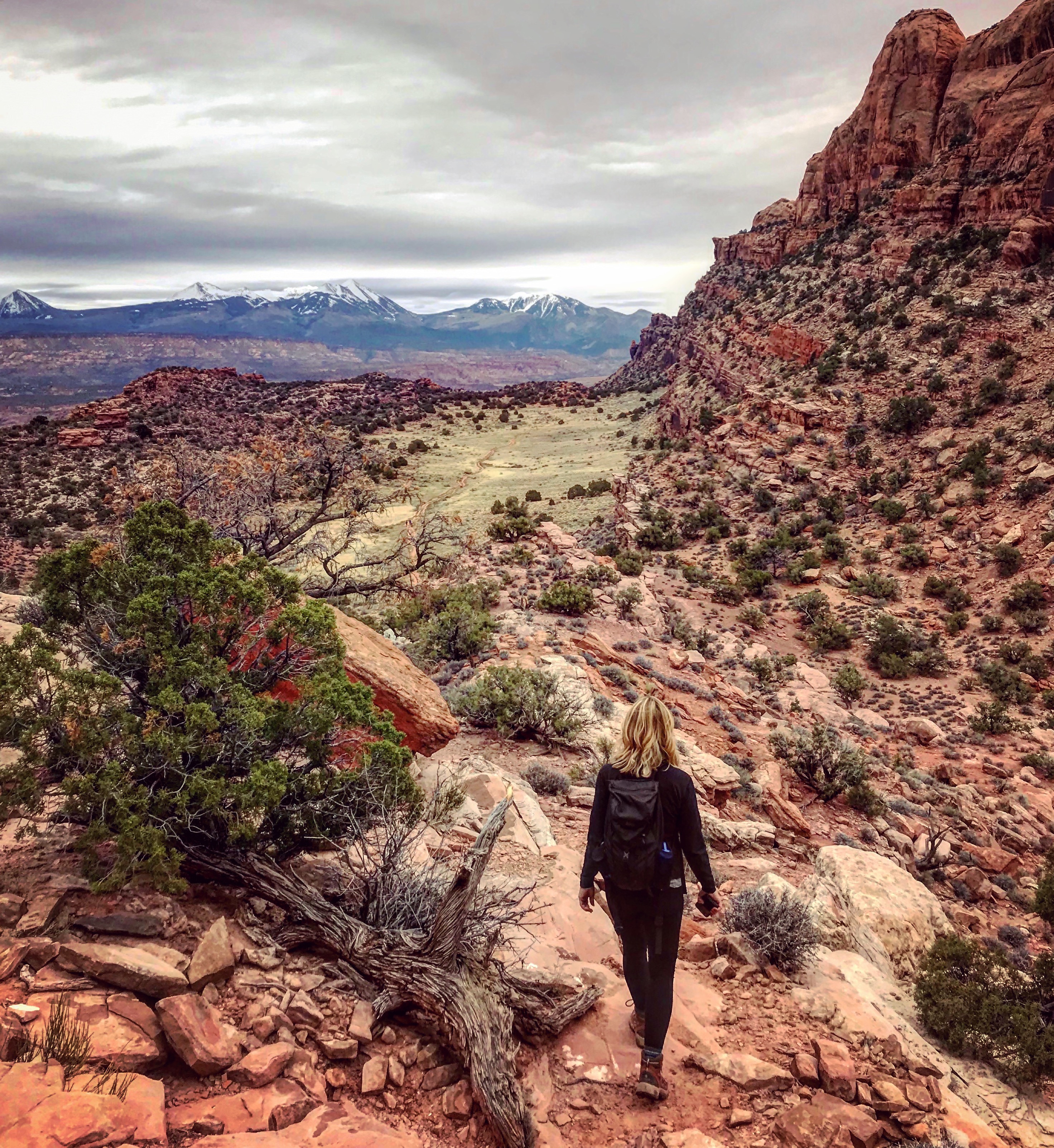 Karen hiking thru Hidden Valley