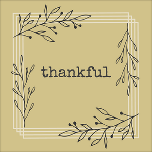 Thankful Thanksgiving post template for social media with tan background and Fall leaves