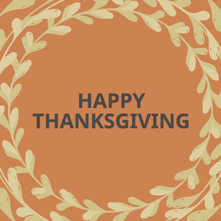 Orange Thanksgiving garland post for social media with Happy Thanksgiving message