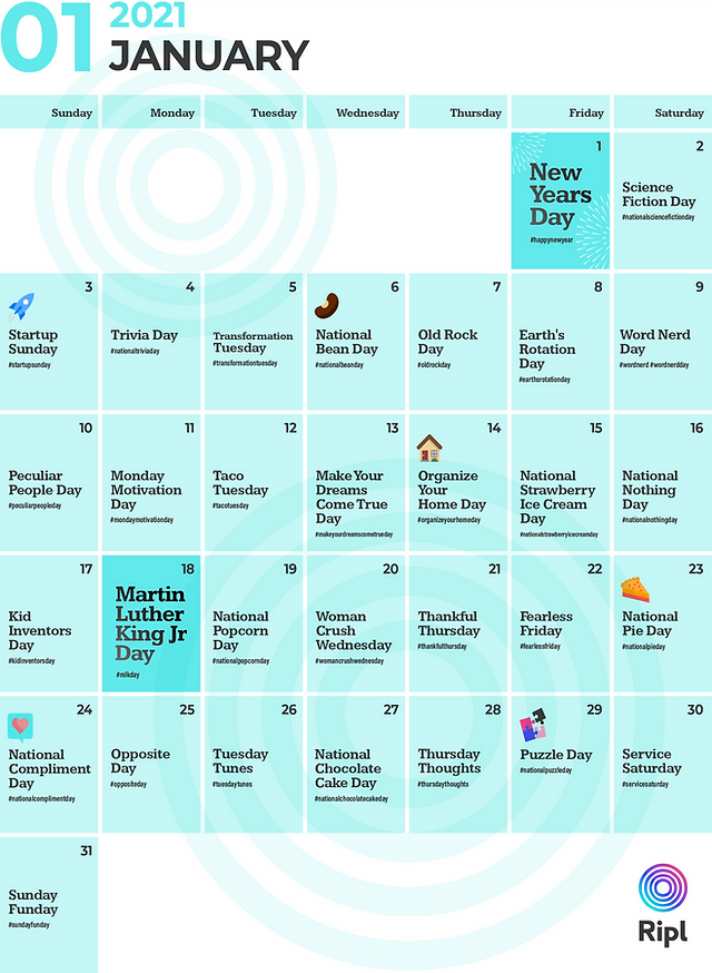 January 2021 social media holiday content calendar for small businesses january-2021-social-media-holiday-content-calendar-for-small-businesses