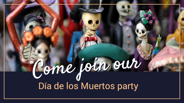 Dia de los Muertos Day of the Dead social media post template with skeletons