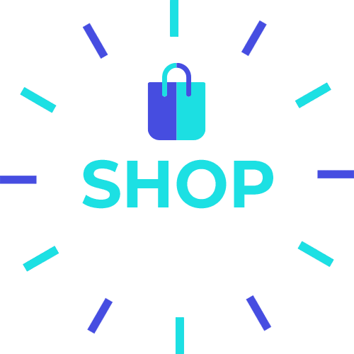 Shop small with shopping bag and circle graphic giphy sticker for social media