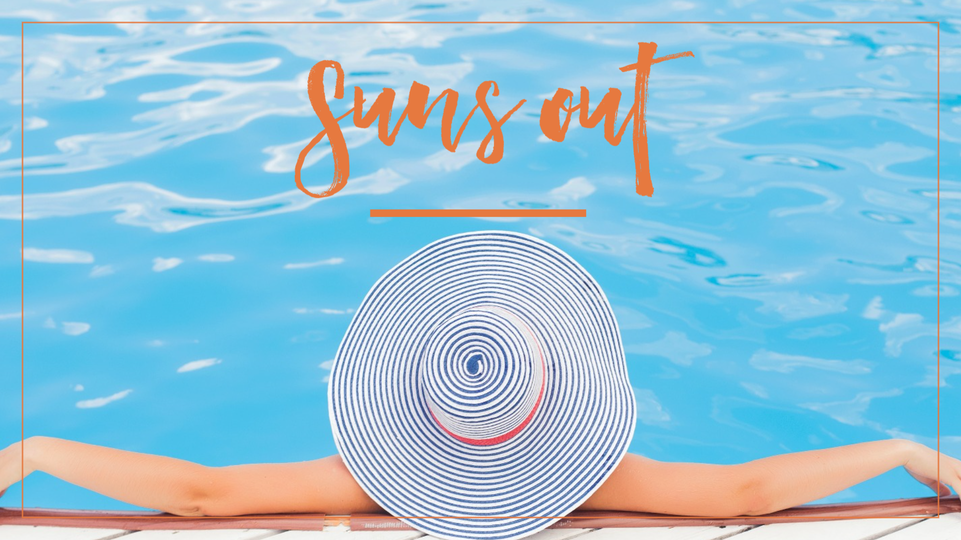 Suns out social media post template at a pool swimming