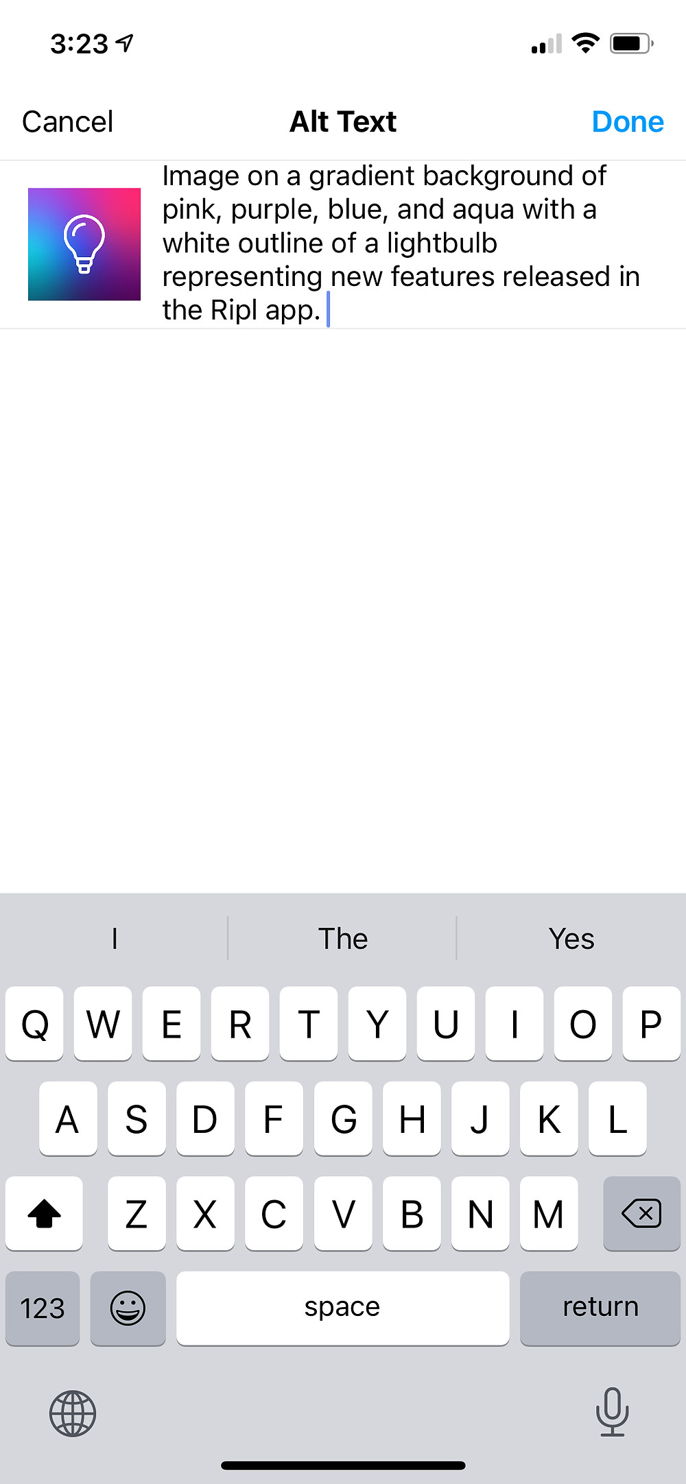 Alt text example in Instagram