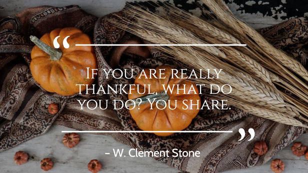 Fall and Thanksgiving quote post template with pumpkins and wheat for social media