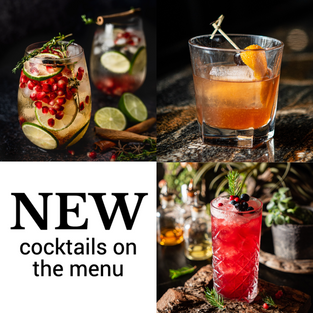 Social media post template announcing new cocktails on the menu for a restaurant or bar