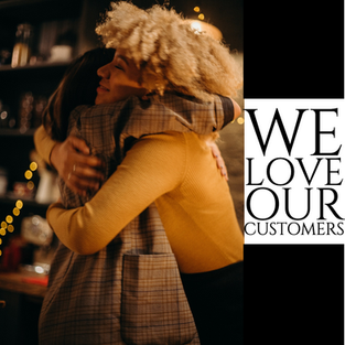 Customer appreciation template for Fall with autumn colors and hugging friends