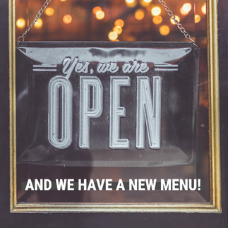 Yes we're open social media post template new menu for restaurants, bakeries, cafes, and bars