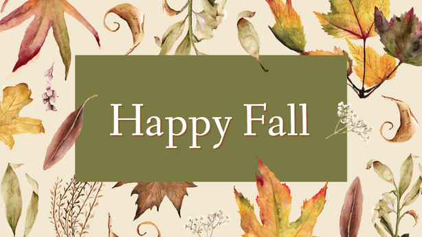 Happy Fall social media template with fall leaves and autumn colors