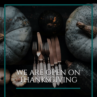 Thanksgiving social media post template for restaurants and bars in the food and beverage industry with pumpkins and cutlery