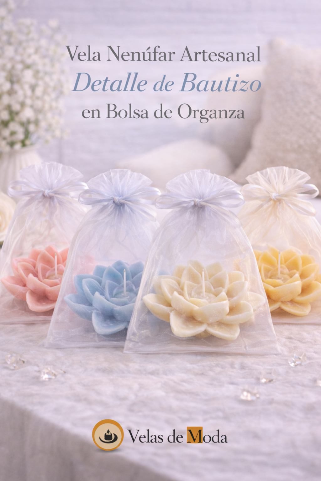 VELAS NENUFAR BAUTISMO