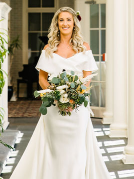 bridal waves with floral hair piece