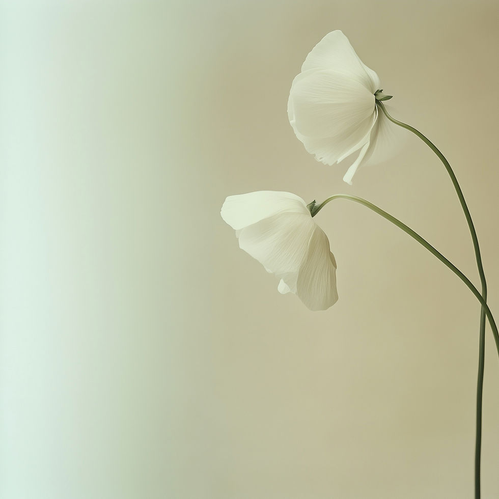 Fleurs blanches sur beige