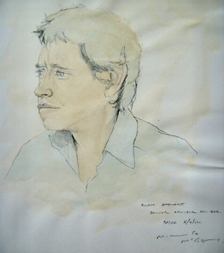 Rory Stewart. Waterclour portrait by Mungo McCosh