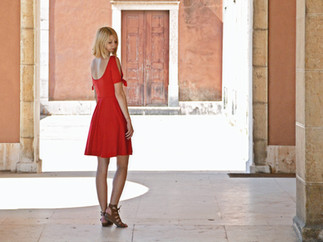 Red split sleeve summer skater dress 'Nanette' by Stylecamp