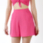 Vintage Style Culotte Shorts with pockets in Hot Pink front view