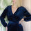 Thumbnail: Soft velvet blouse in rich navy, perfect for layering