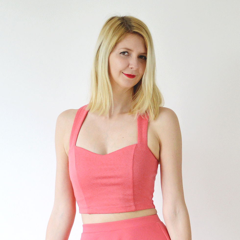 Thumbnail: Grace Jersey Co-Ord Set in Coral Pink bralet view