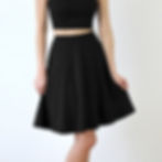 Vintage Style High Waist Flared Skater Skirt in Black front view