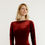 Thumbnail: Sabrina Red Velvet Bodysuit Top neck view