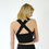 Thumbnail: Vintage Style Sweetheart Strap Fitted Crop Top in Black back view
