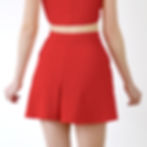 Vintage Riviera Style Flared High Waist Shorts in Red back view