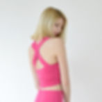 Vintage Style Cross Strap Fitted Crop Top in Hot Pink back view