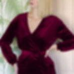 Myrna red velvet wrap blouse for christmas party outfit