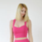 Vintage Style Cross Strap Fitted Crop Top in Hot Pink front view
