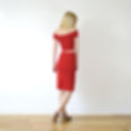 Audrey Crop Top Two Piece Dress Set in Red full back view