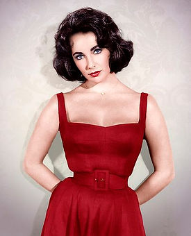 Elizabeth Taylor in red gown