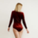 Sabrina Red Velvet Bodysuit Top back view