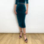 JOANIE | Over-Knee Long Velvet Pencil Skirt in Teal Blue