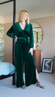 30s style velvet loungewear set green velvet