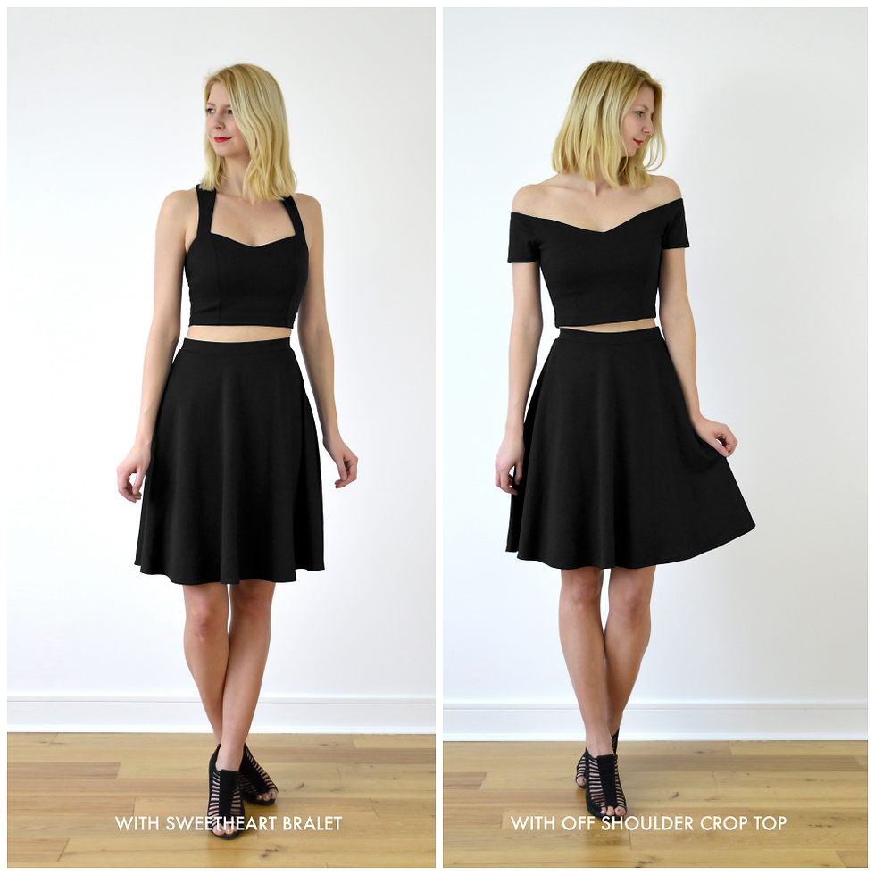 Thumbnail: Vintage Style High Waist Flared Skater Skirt in Black outfit options