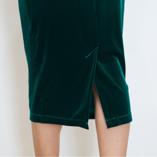Velvet pencil skirt kick pleat fabric close up