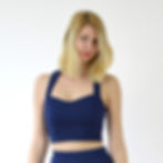 Vintage Style Contour Fitted Jersey Bralet in Navy front view