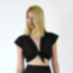 Ava Beach Wrap Up Crop Top in Black front view