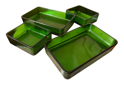 Coupelles en verre vert VERECO chinées, éléments de plateau vintage pour une décoration naturelle et durable