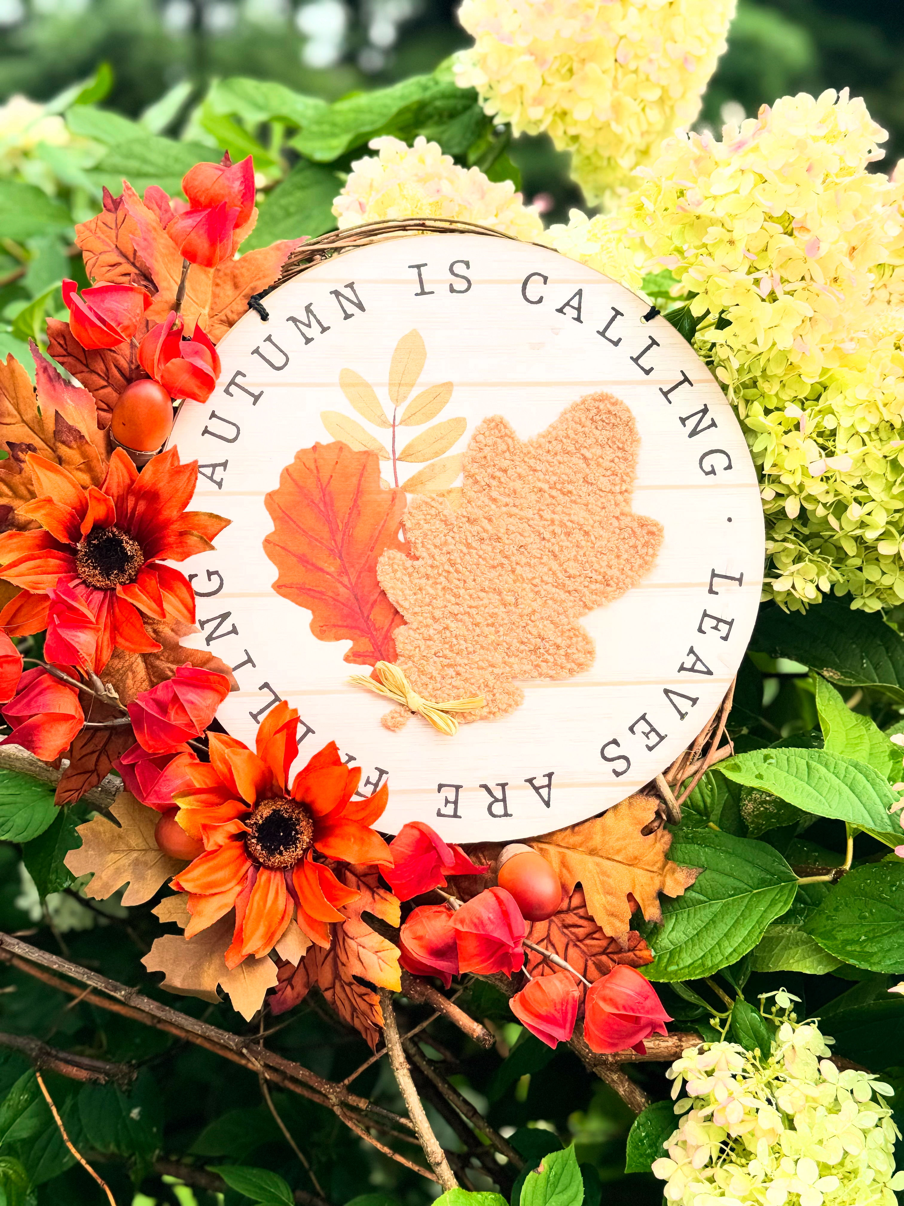 Autumn Is Calling Wreath 14 inch grapevine base