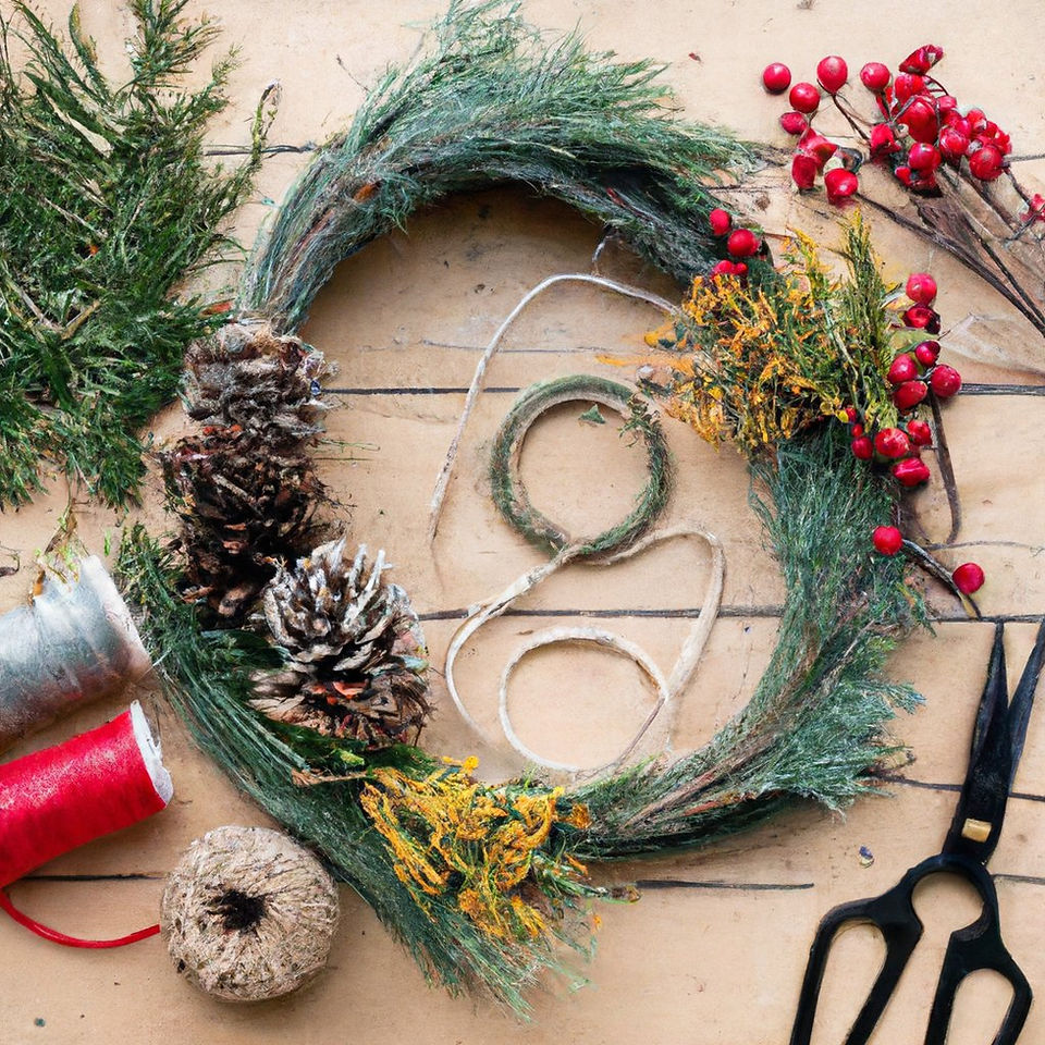 all the items needed for your craft garden inspired festive wreath