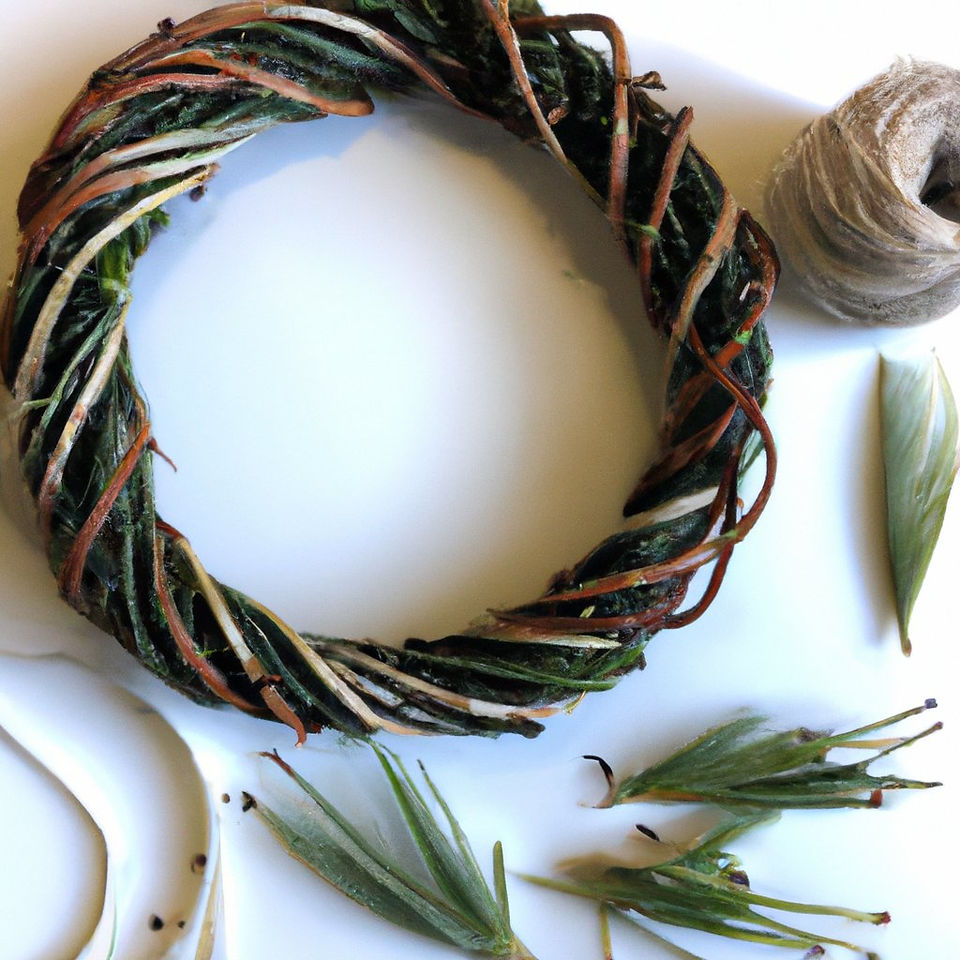 start building the wreath around a central wire frame