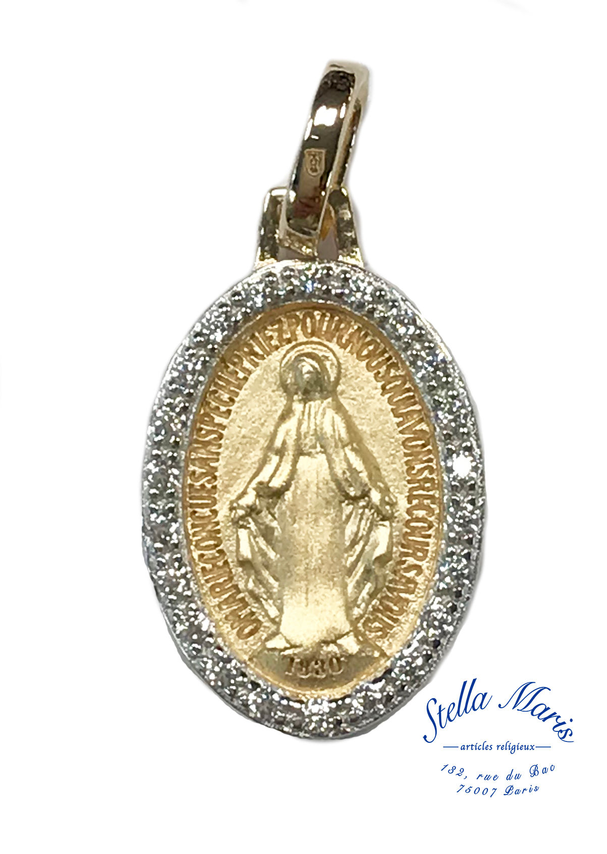 Miraculous Medal - 3 Micron Gold Plated - White Oxides