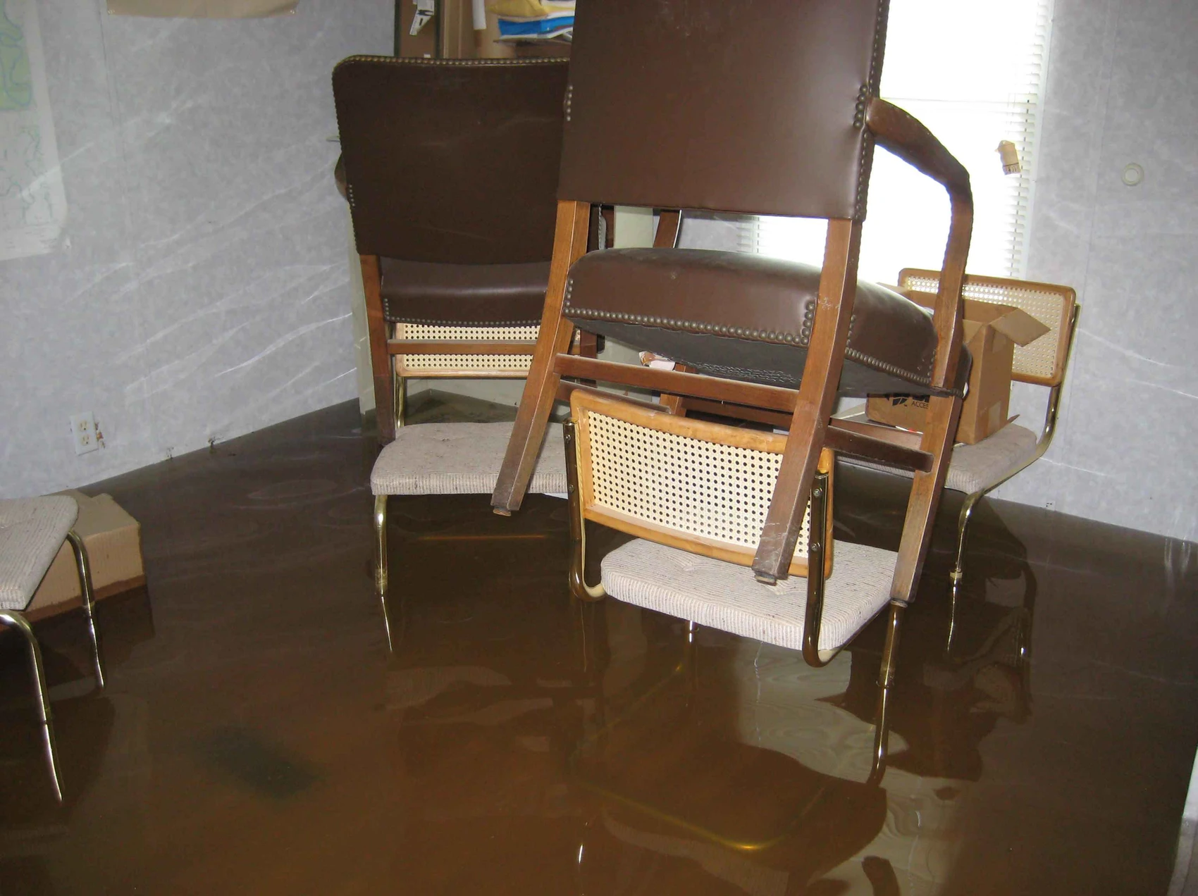 Piled furnitures due to high level of flood