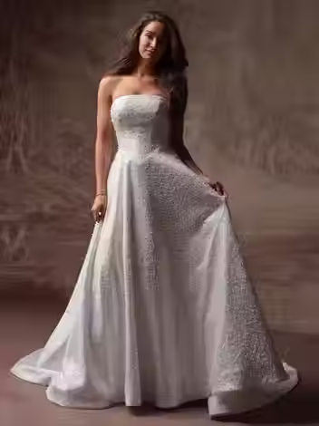 Strapless Maggie Sottero Elowyn A-line wedding dress with beaded bodice — Majesty Bridal, Danbury CT