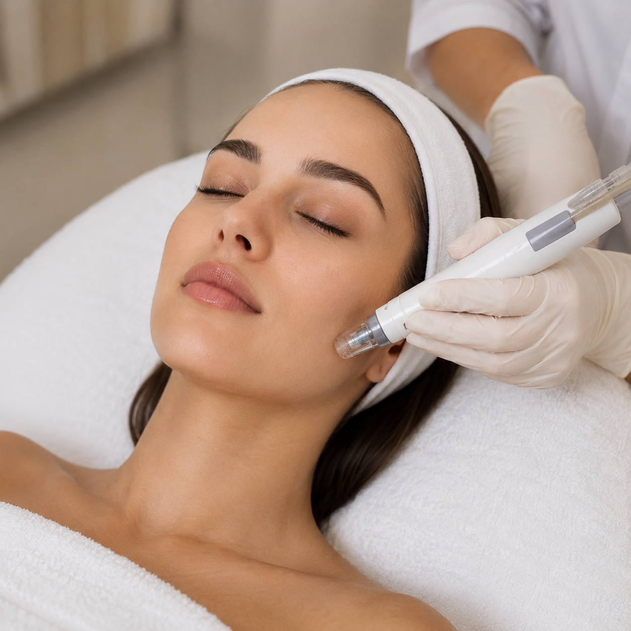 Microneedling treatment using a professional device