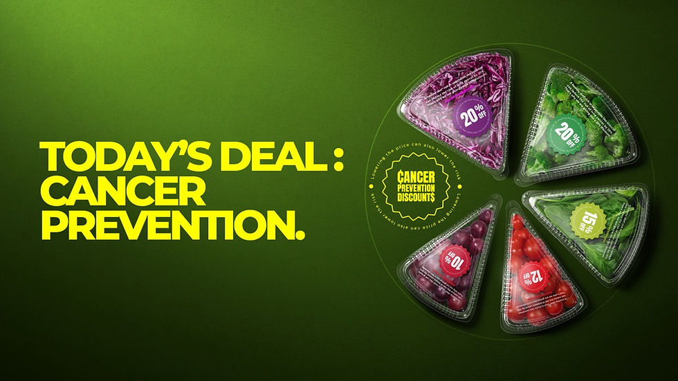 Biến % giảm ung thư thành giảm giá tại kệ siêu thị