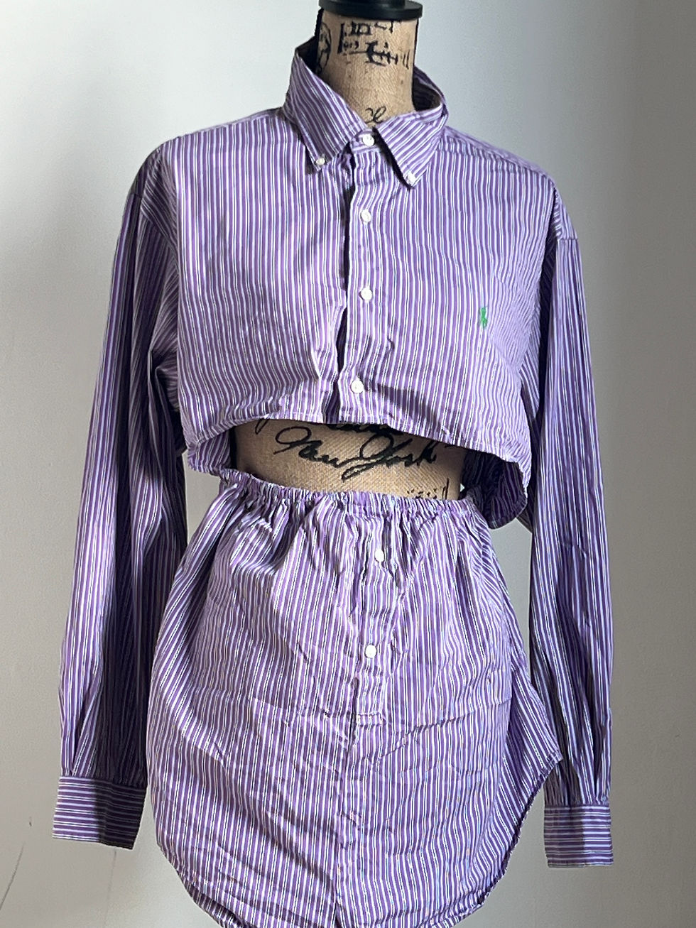 Miniature : Ensemble chemise courte & short rayé – Taille S
