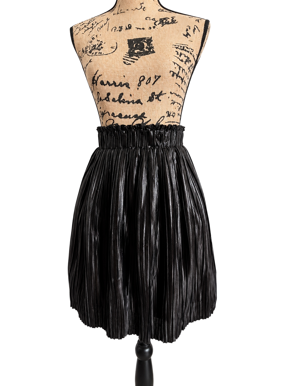 Miniatura: Jupe plissée effet cuir – Noire – Taille S/M