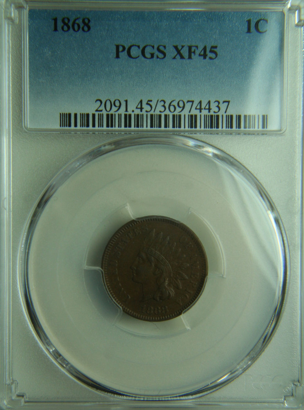Thumbnail: 1868 Indian Head One Cent PCGS XF45